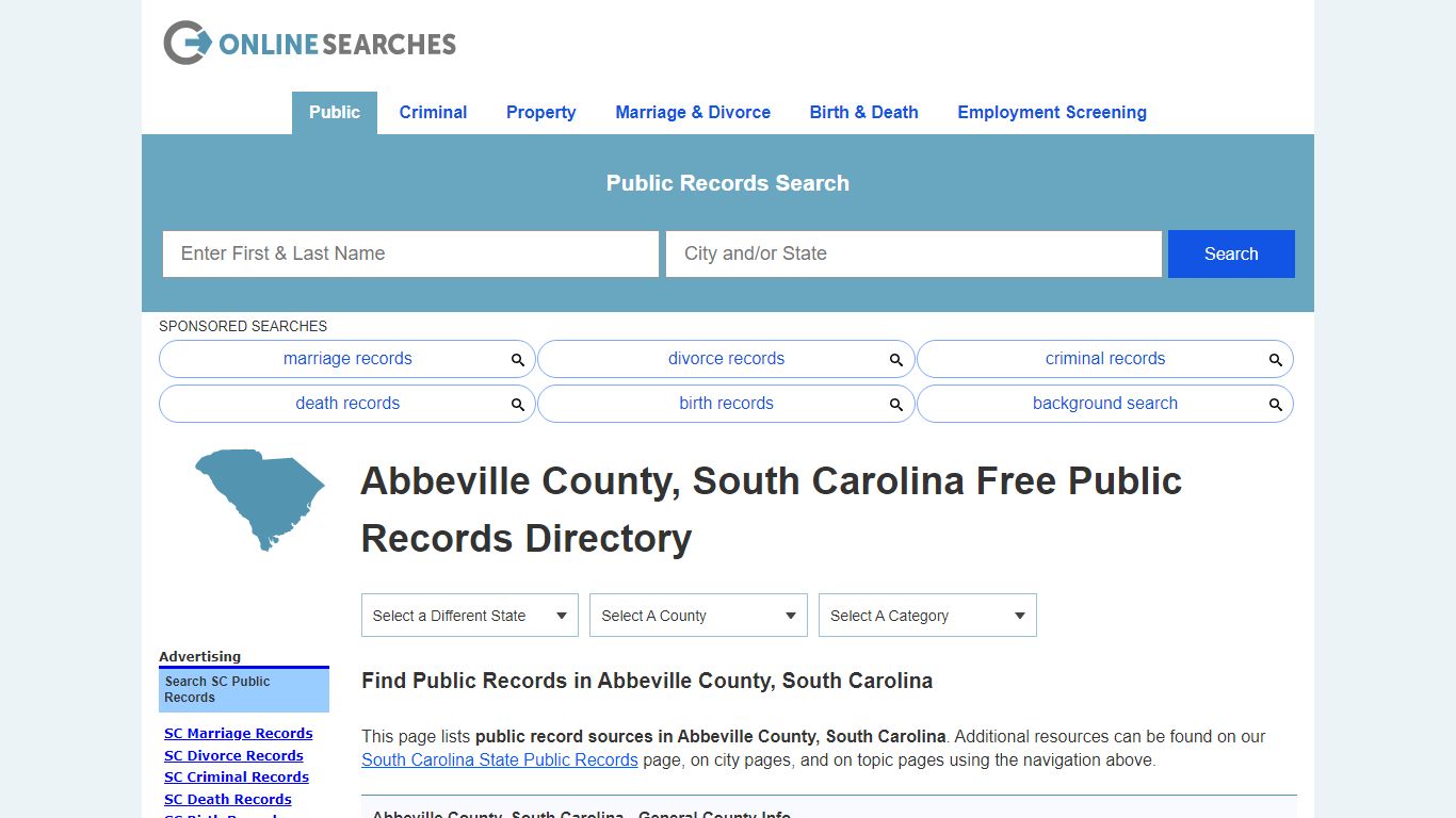 Abbeville County, South Carolina Public Records Directory